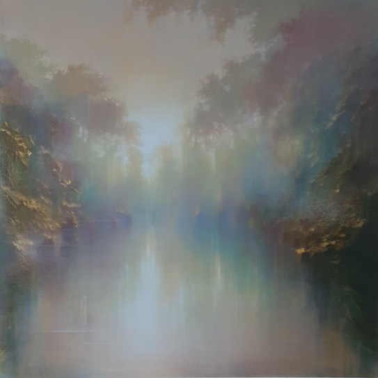 Summer River  100 cm sq  oil on canvas